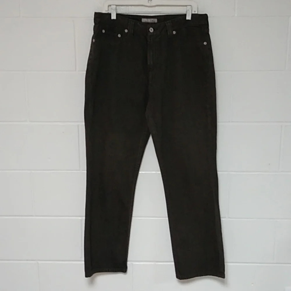 CHICO'S BROWN HIGH RISE STRAIGHT FLAT FRONT, BACK POCKETS COTTON DENIM JEANS